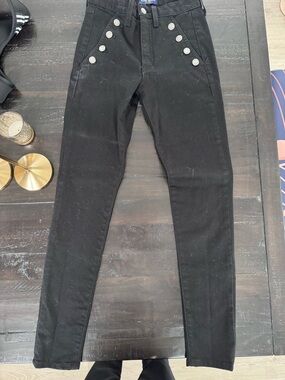 Ramy Brook Black Skinny Jeans with Silver Button Detail